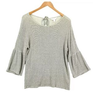 Size XL LC Lauren Conrad Blouse Top Gray/Black Striped Rayon Long Sleeve